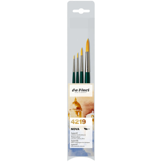 NOVA Model Painting Brushes, Synthetic, All Paint Types, Round, Series 1570, Assorted Sizes, 4 Brush Set