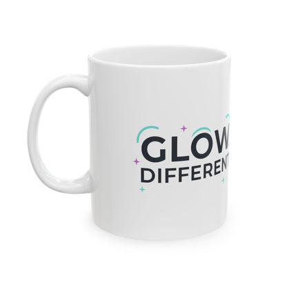 When You Glow Different, You Show Different | 11oz Ceramic Coffee Mug + Daily Motivation | Galentine’s & Best Friend Gift | Y2K Aesthetic