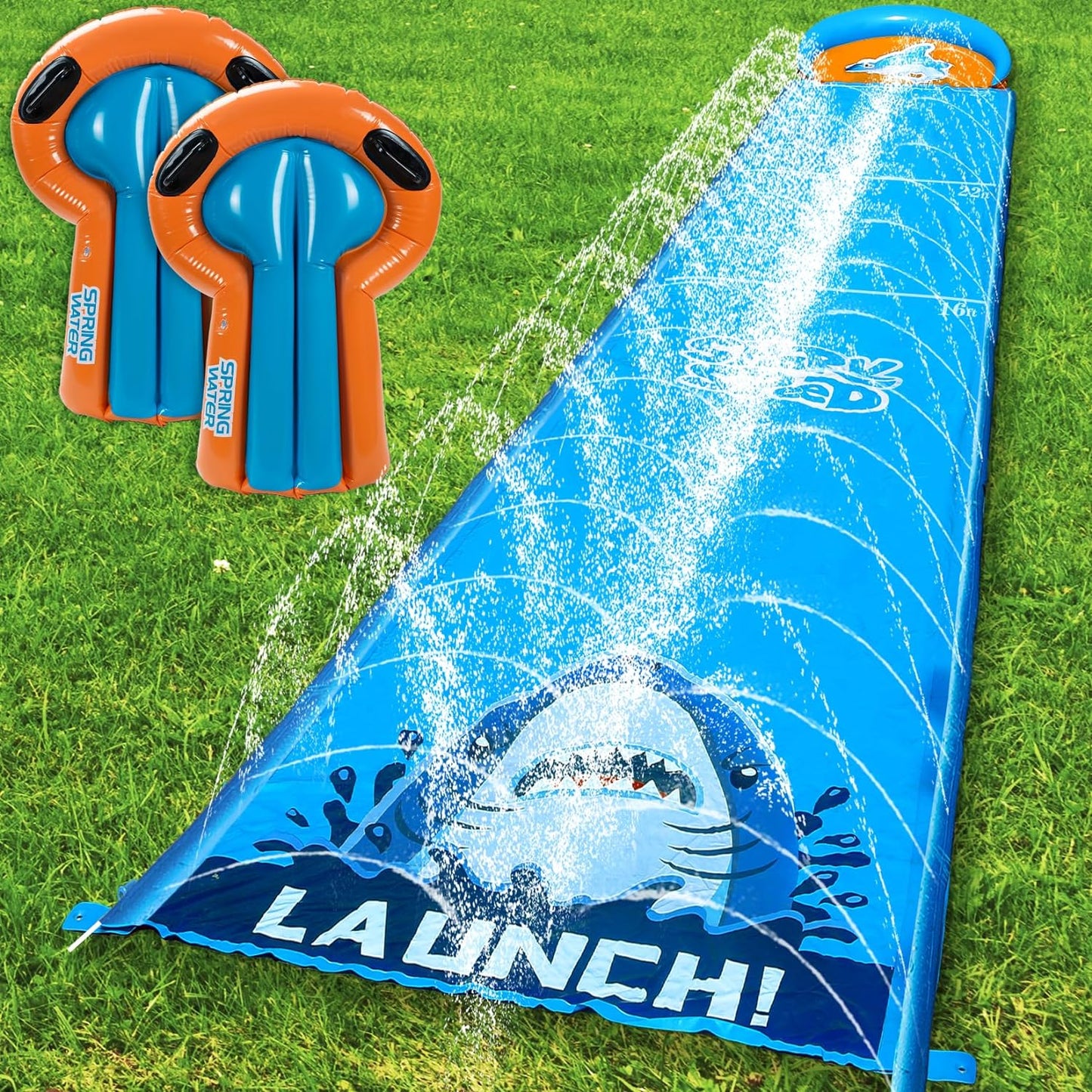 Slip Water and Slide for Kids Adult Backyard, 31Ft Giant Slip Splash and Slides for Adult Kids, Heavy Duty Slide with 2 Bodyboards