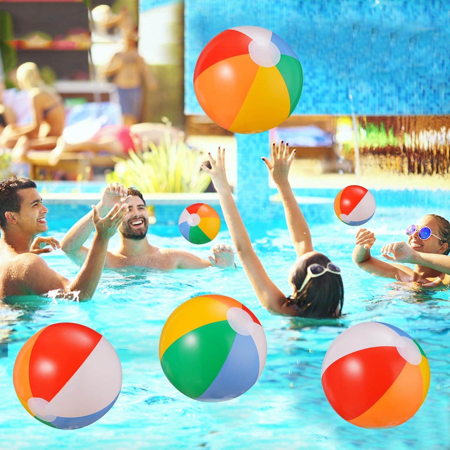 Beach Balls Bulk 24 Pack - 9" Inflatable Beachballs Swimming Pool Toys for Kids Summer Water Games, Kids Birthday Party Favors Lua/Hawaiian Tropical Theme Decorations Supplies