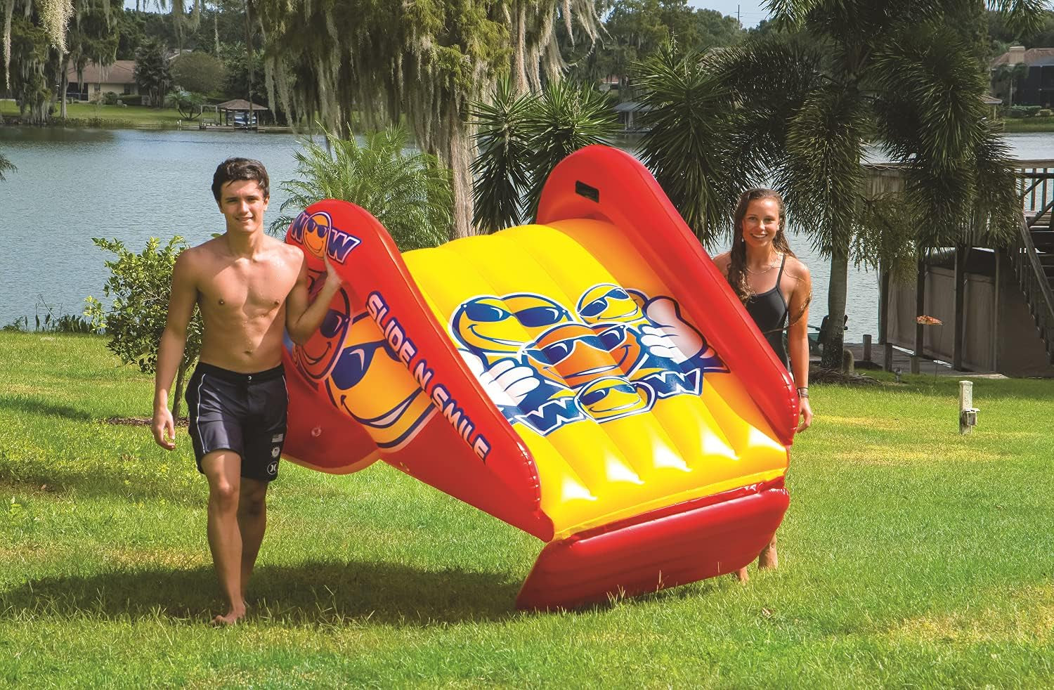 Slide N Smile Slide with 2 Lanes, Giant Floating Water Slide for Adults and Kids