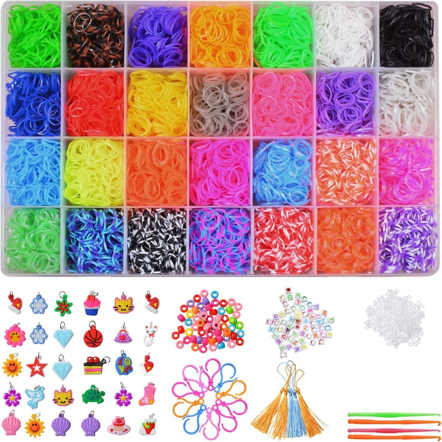 2500+ Rubber Band Bracelet Kit, Loom Bracelet Making Kit for Kids, Rubber Bands Refill Loom Set, Loom Bands Kit,Friendship Bracelet Girls Creativity Birthday Gift Kits