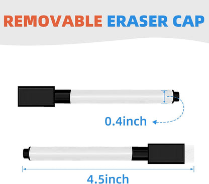 50Pcs Black Magnetic Dry Erase Markers with Eraser Cap, White Board Mini Dry Erase Markers Bulk, Fine Point Tip Student White Board Markers for Teachers Office School Supplies