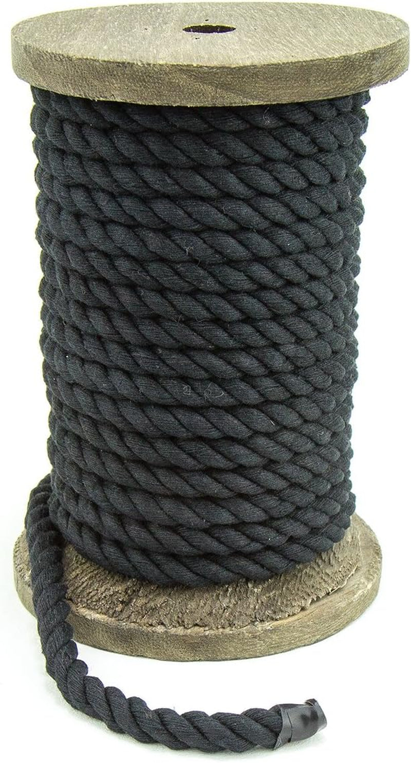 Ravenox Natural Twisted Cotton Rope | Made in the USA | Strong Multi-Strand Cordage for Sports, Décor, Pet Toys, Crafts, Macramé, Nautical & Indoor Outdoor Use| by the Foot & Diameter (Multiple Color)