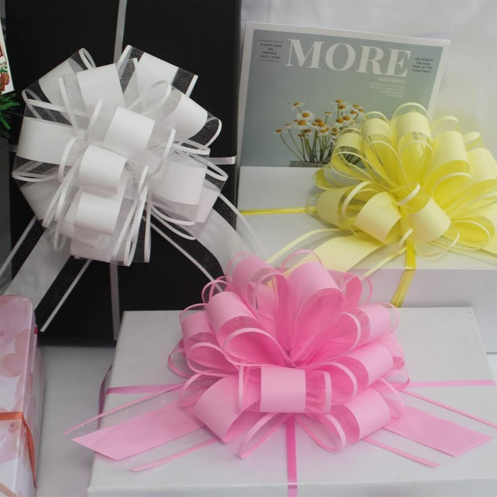 6 Pieces Large Pull Bows, Pink Gift Bow, 6 Inches, Christmas, Party Birthday Gift Bow, Wedding Ribbon Bows for Wrapping Boxes or Baskets Decorations, Valentine'S Day Gift Decorations Bow