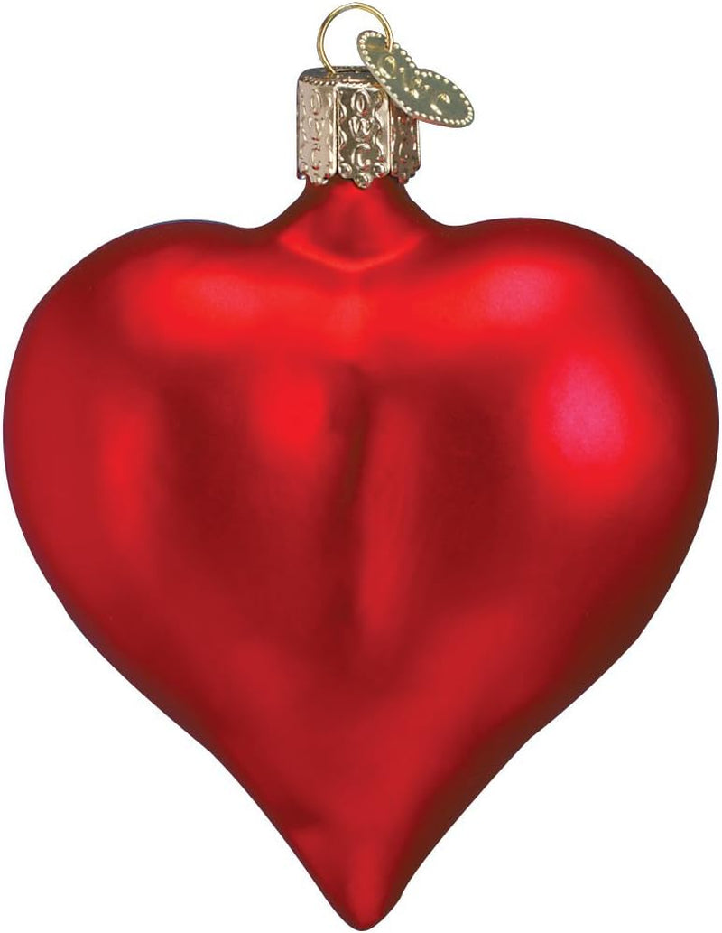 Pink Glittered Heart Glass Blown Ornament for Christmas Tree