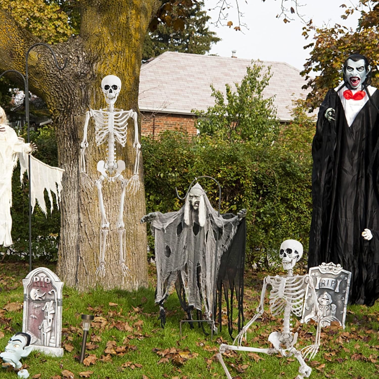 36" Halloween Skeleton Decorations,Human Bones for Halloween Party with Movable Joints,For Haunted Houses, Front Lawn, Graveyard Props