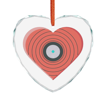 Vinyl Record Heart Design | Crystal Glass Heart Ornament for Music Lovers | Valentine & Galentine Gift | Y2K Aesthetic Decor