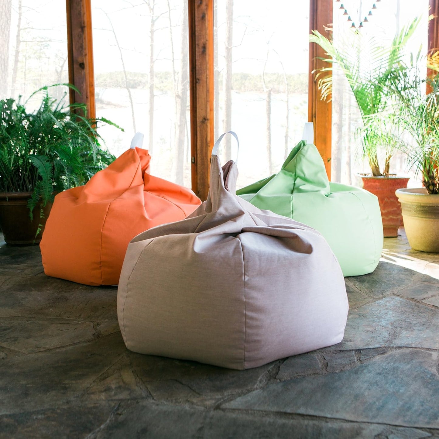 Kiss Bean Bag Chair | Casual Poolside & Patio Seating | Sunbrella, Tangerine Orange