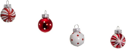 GG0294 1-Inch Ornament Set, Red, White, for Christmas