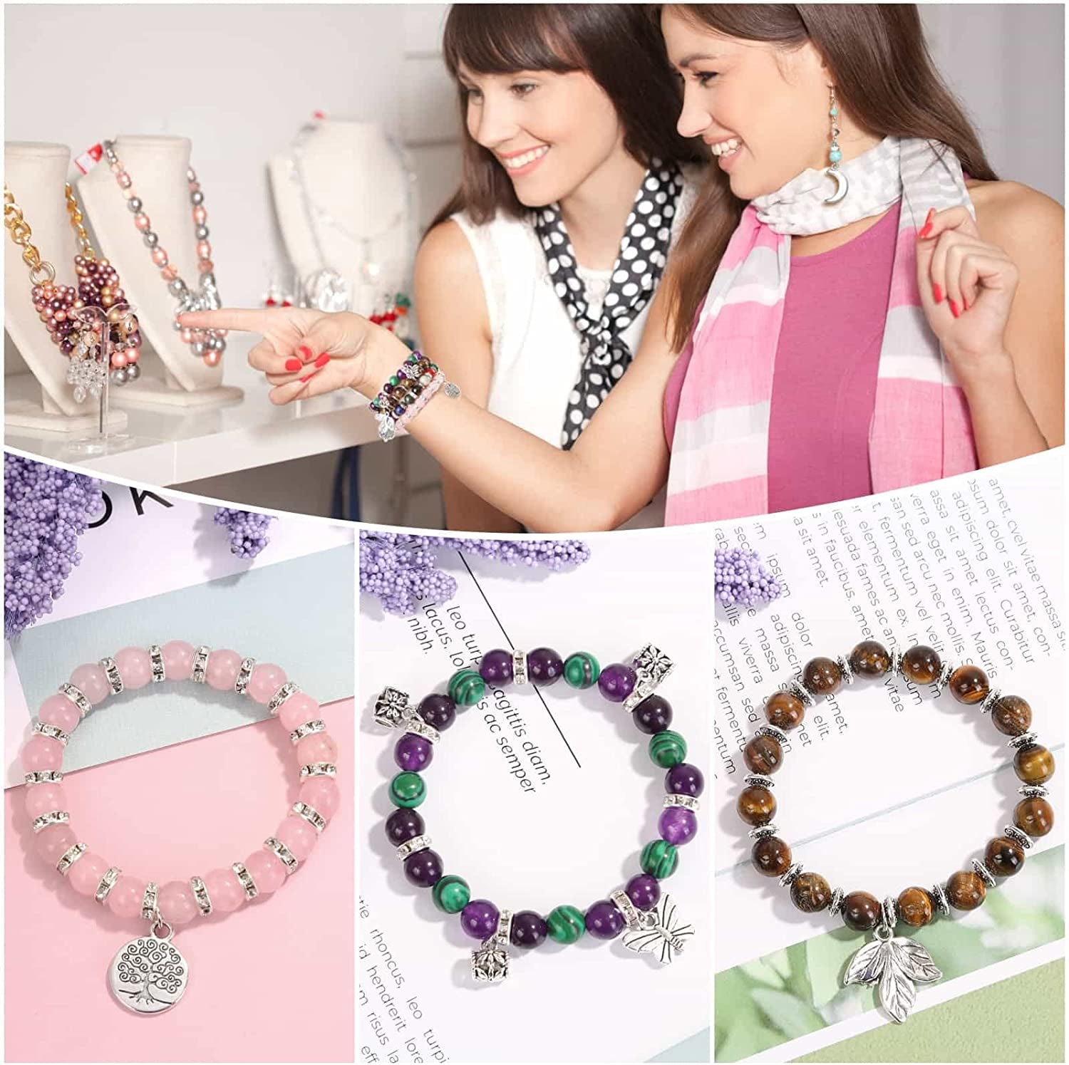 473Pcs Stone Jewelry Making Kit Crystal Stone Bracelet Making Kit for Adults, Crystal Natural Stone Healing Beads for Jewelry Making, Bracelet Making