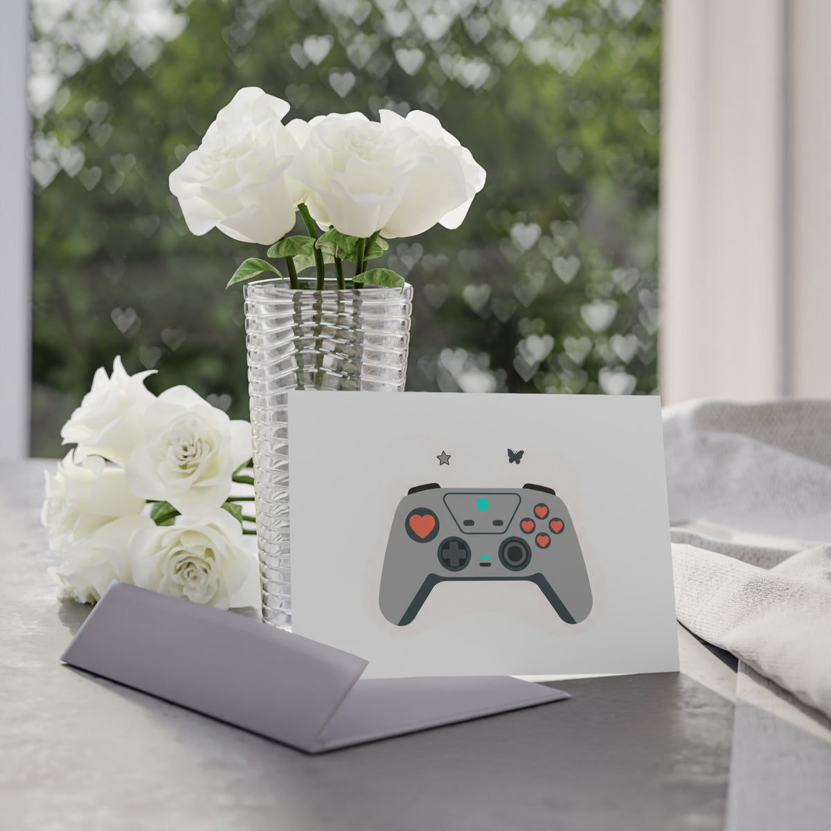Game Controller Hearts | Valentine Greeting Card + Postcard | Gamer Love, Galentine & Friend Gift | Pastel Y2K Aesthetic