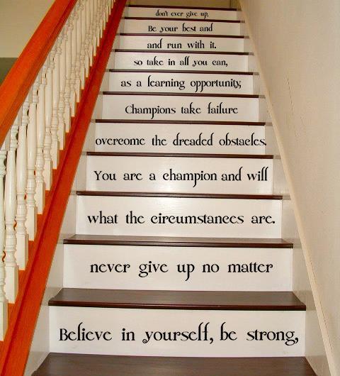 (27  X 28 ) Vinyl Stairs Decal Quote Believe in Yourself Be Strong