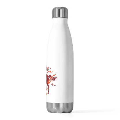 Fire Horse Pose 025 | 20oz Insulated Stainless Steel Tumbler Bottle | Lunar New Year Gift for Family & Friends | Red Gold Folk Art