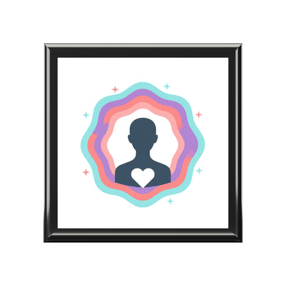 Aura Silhouette Heart Glow | Jewelry Box Organizer for Rings & Trinkets | Valentine & Galentine Gift | Y2K Gradient Aesthetic