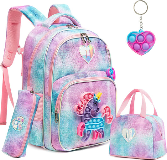 Backpack for Girls Elementary Preschool Kids Lunch Box for School