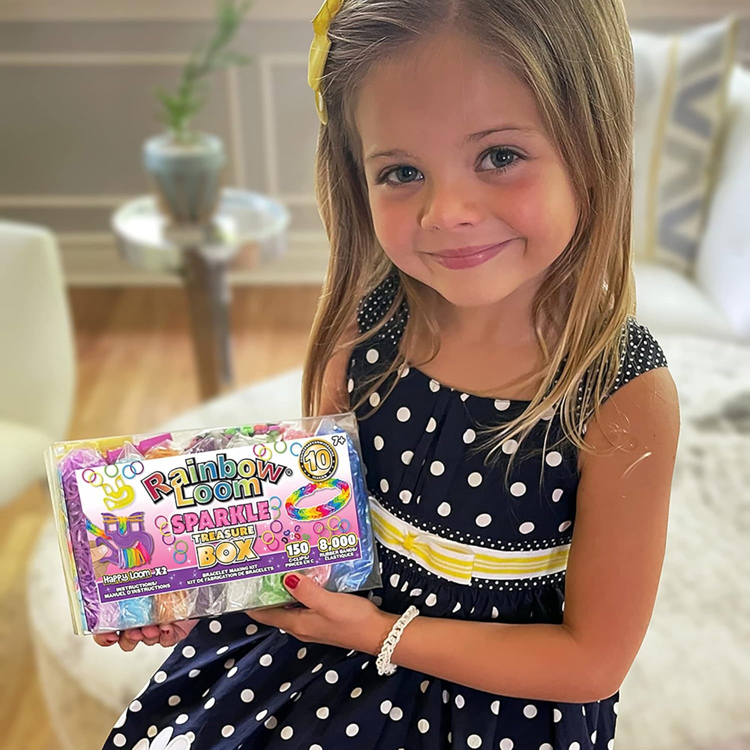 ® Treasure Box Sparkle Edition, 8,000 Rubber Bands in 8 Different Sparkly Colors, and a BONUS of 2 Happy Looms, Great Activities for Boys and Girls 7+