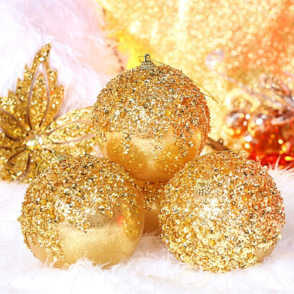 4Pc Champagne Shatterproof 4" Christmas Ball Ornaments for Trees, Weddings, Holiday Decor