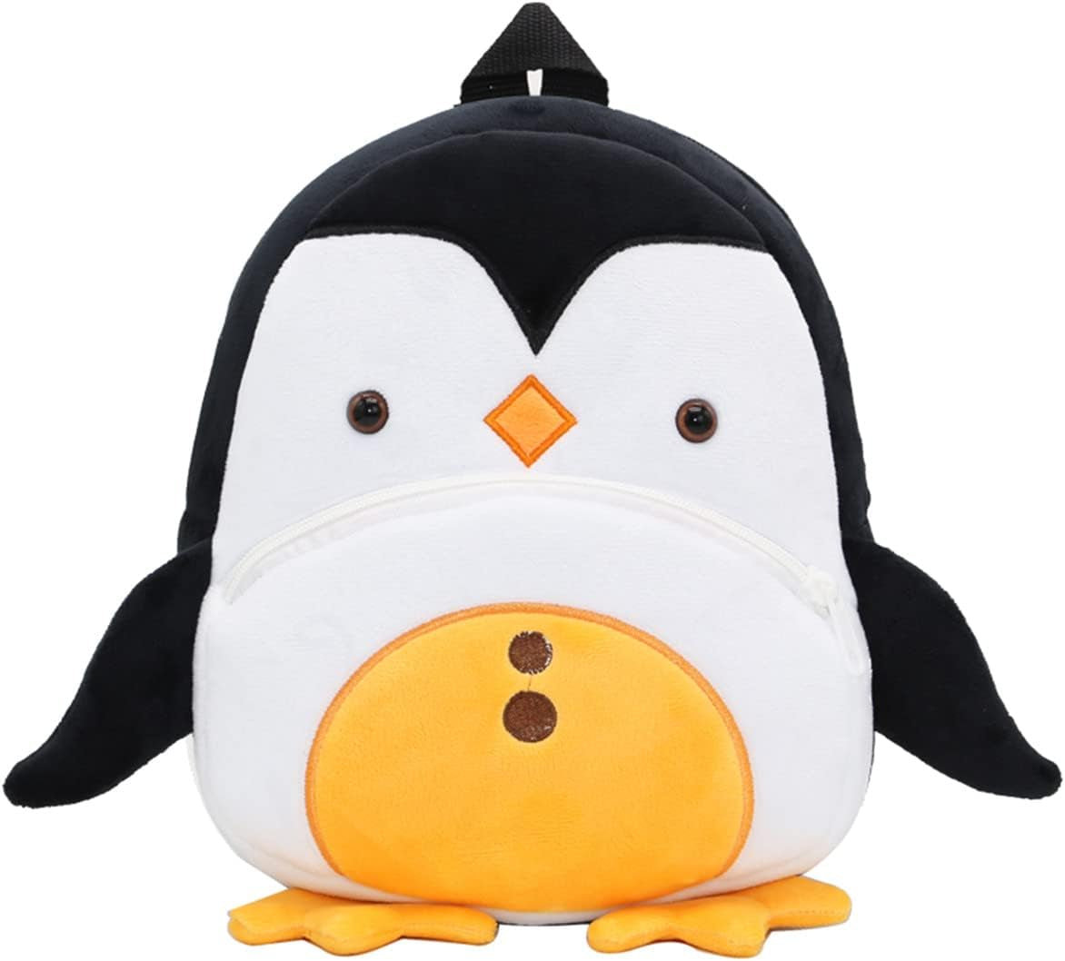 Toddler Backpack for Boys and Girls, Cute Soft Plush Animal Cartoon Mini Backpack Little for Kids 2-6 Years (Penguin)