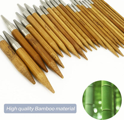 13 Pairs of Bamboo Stainless Steel round Interchangeable Circle Knitting Needle Sets