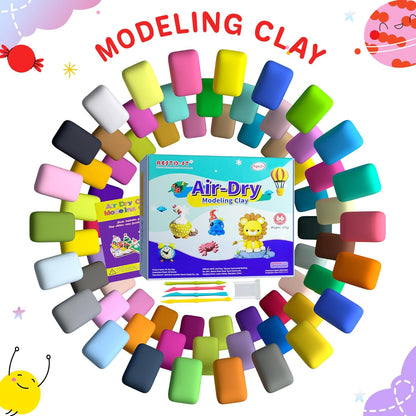 Air Dry Clay 66 Colors, Modeling Clay for Kids, DIY Model Magic Clay, Molding Clay Kit with Sculpting Tools, Non-Sticky Soft and Super Light, Arts and Crafts Gift for Boys Girls Kids.