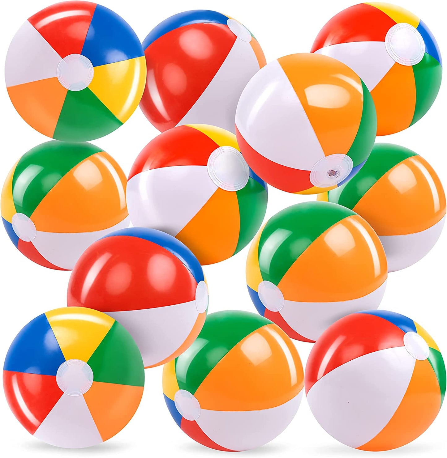 Rainbow Beach Balls(12 Pack), 12'' Inflatable Swimming Pool Toys for Summer Water Games Kids Birthday Party Supplies Combo Set Include Inflatable Beach Balls