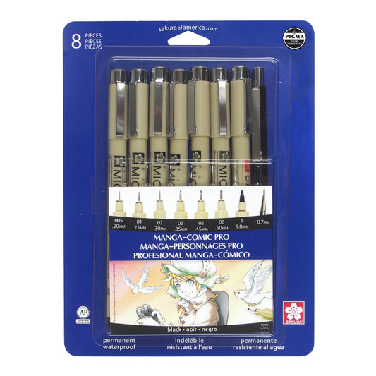 Pigma Manga Comic Pro Drawing Kit, 8-Piece Set