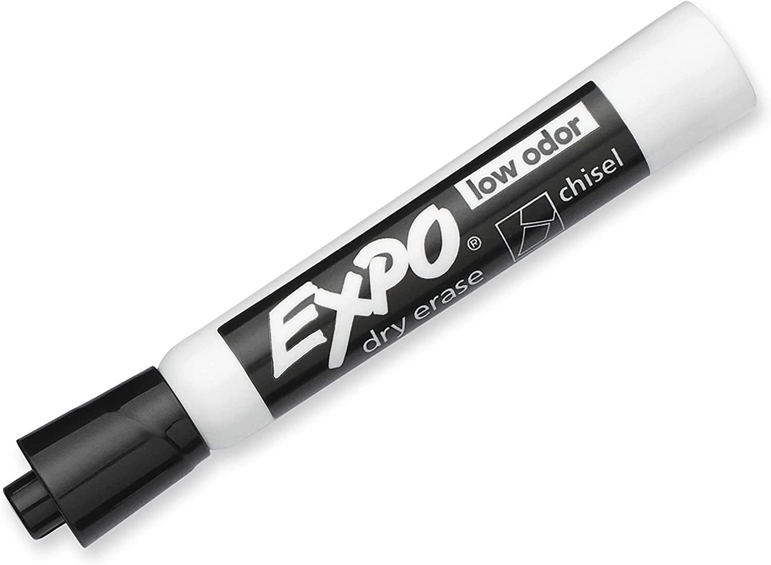 Low Odor Dry Erase Markers, Chisel Tip, Black, 12 Count