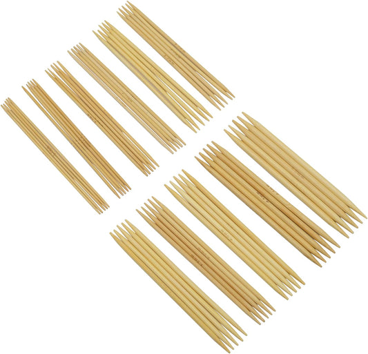 55Pcs 5.1 Inch Length 11 Size of Diameter Double Pointed Bamboo Knitting Needles (5'' Set 11)