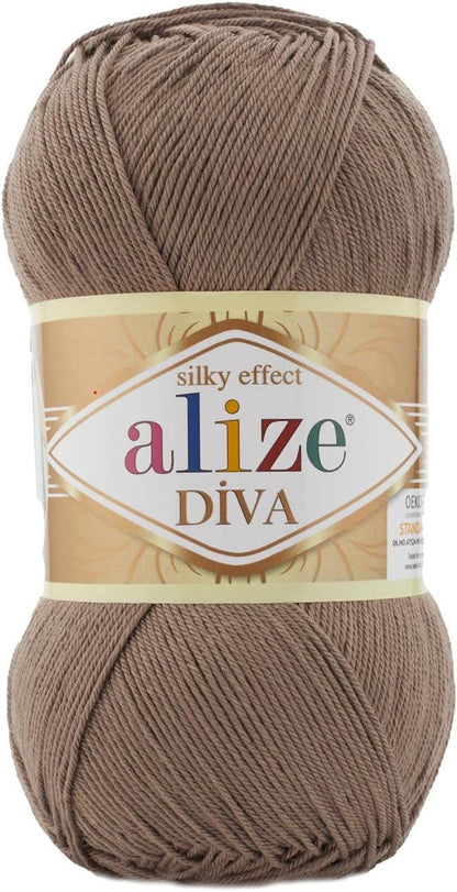 Diva Silk Effect 100% Microfiber Acrylic Yarn 1 Ball Skeins 100Gr 383Yds Color (361 - Navy)