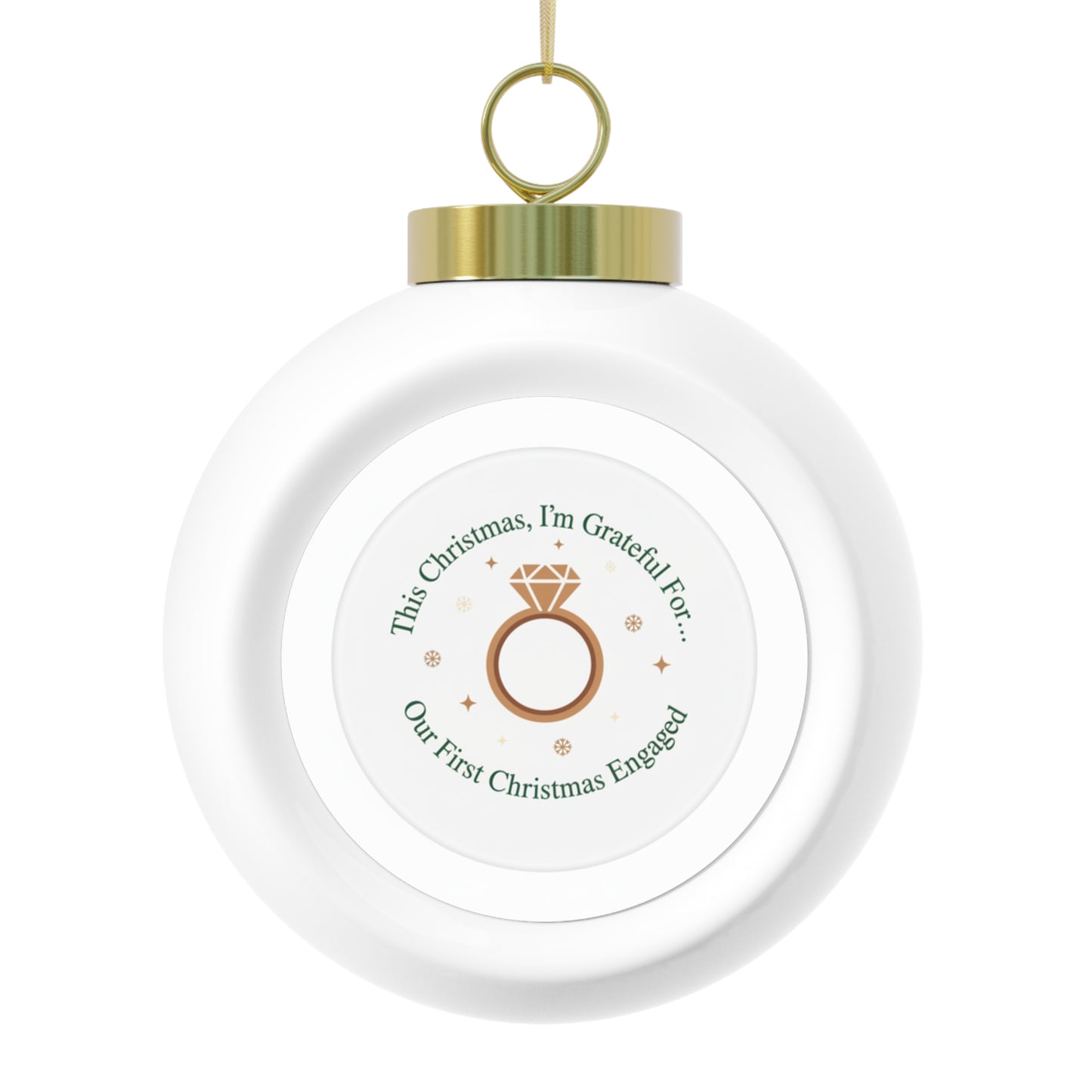 Ceramic Christmas Ball Ornament - Our First Christmas Engaged