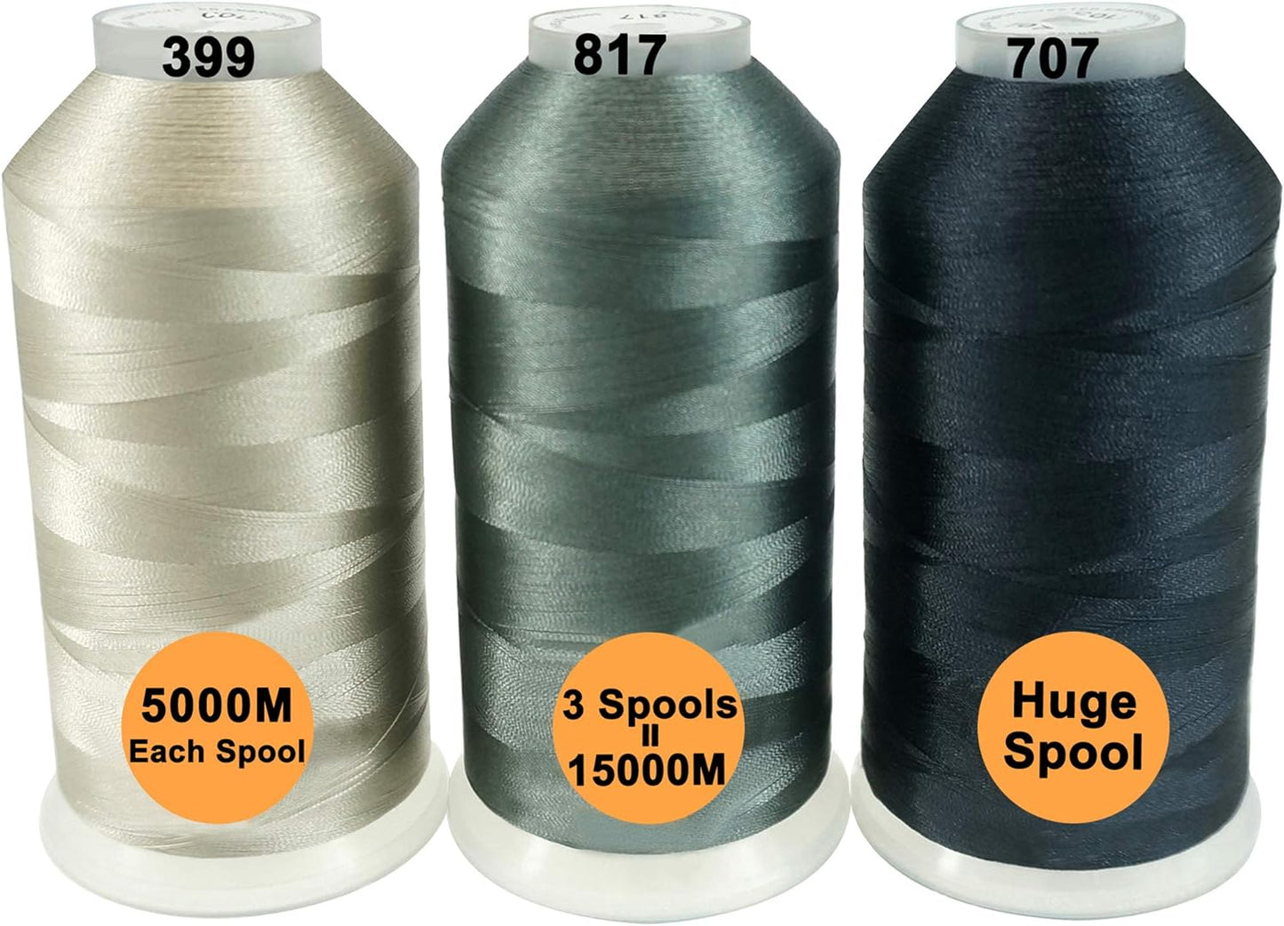 Polyester Embroidery Machine Thread Assorted Color Packs - 40 Options - 5000M Spool - for All Embroidery Machines