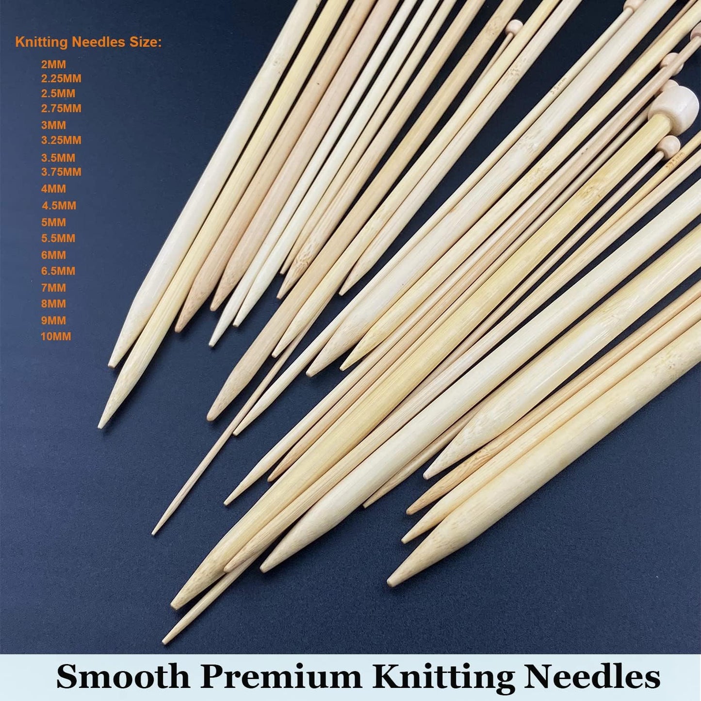 95Pcs Knitting Needles Kit&Crochet Hooks Set 36 Straight Bamboo Knitting Needle 12 Small Size Lace Crochet Hook 5 Ergonomic Crochet Needles Knitting Set with Knitting Supplies&Accessories