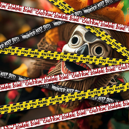 Halloween Zombie Caution Tape & Zombie Posters Pack, Fright Tape Bundle for Zombie Party or Halloween Party