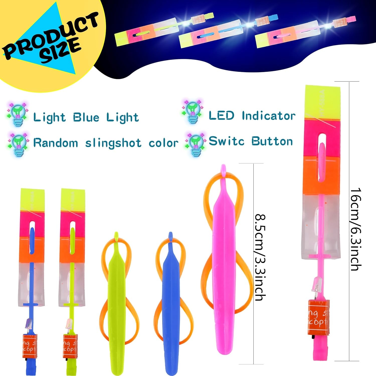 52 Pieces Led Flying Slingshot Light up Rocket Helicopter Flying Toys Glow Arrow Flying Toys for Kids Summer Outdoor Games Birthdays Children'S Day Christmas Party Favors