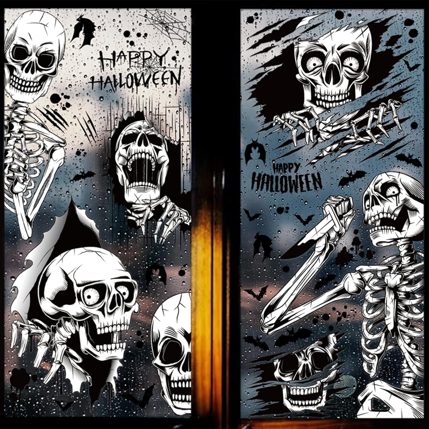 Halloween Decorations Halloween Window Clings, 13 Sheet 165 Pcs Halloween Window Posters Double-Sided Window Decals Halloween Party Decorations