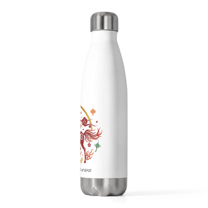 Fire Horse Pose 029 | 20oz Insulated Stainless Steel Tumbler Bottle | Lunar New Year Gift for Family & Friends | Red Gold Festive