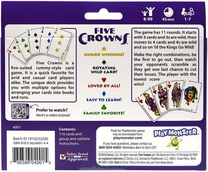 Five Crowns — the Game Isn'T over until the Kings Go Wild! — 5 Suited Rummy-Style Card Game — for Ages 8+