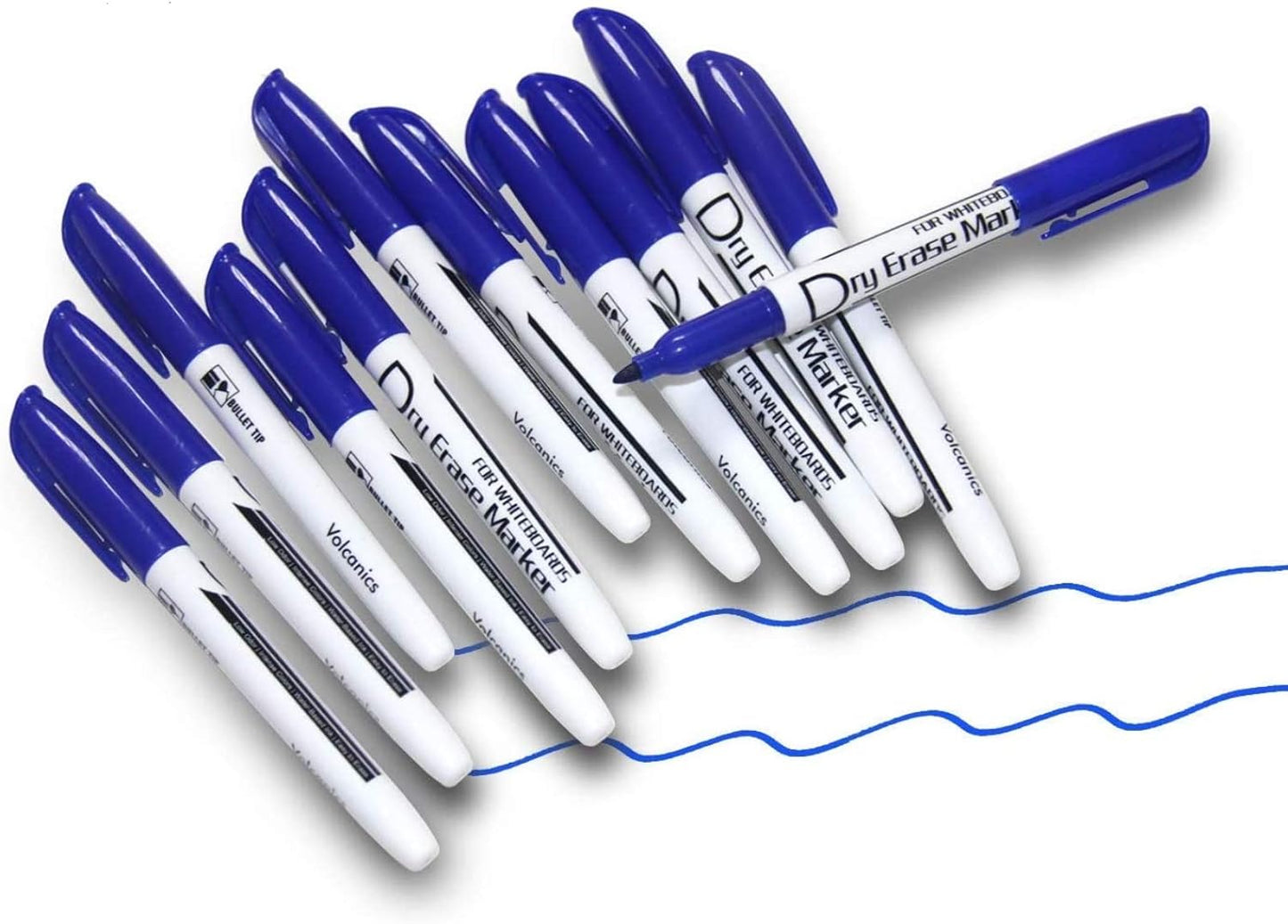 Blue Dry Erase Markers Low Odor Fine Whiteboard Markers Thin Box of 12