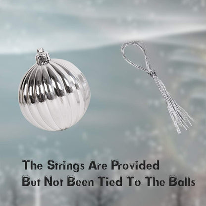 Christmas Ball Ornaments, 24 Ct Pre-Strung Xmas Tree Decorations, Holiday Hanging Balls White 2.36"