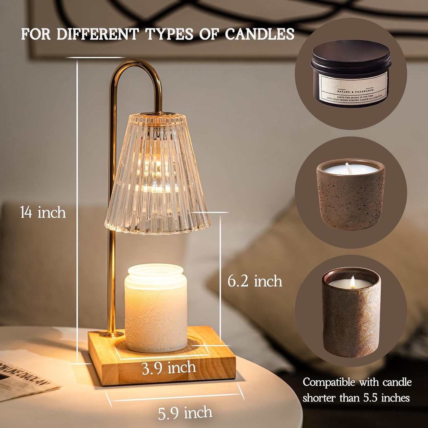 Candle Warmer Lamp with Timer, Candle Wax Warmer Flower Lamp, Dimmable Desk Lamp for Bedroom, Mothers Day Gifts for Mom, Home Fragrance Accessories for Dorm Room House Warming Gifts New Home