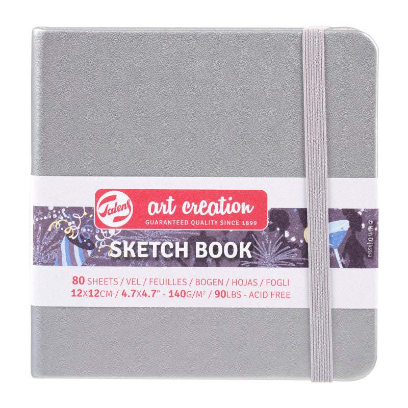 Sketchbook, 80 Sheets, 90lbs, Shiny Silver Cover, 4.7" x 4.7"