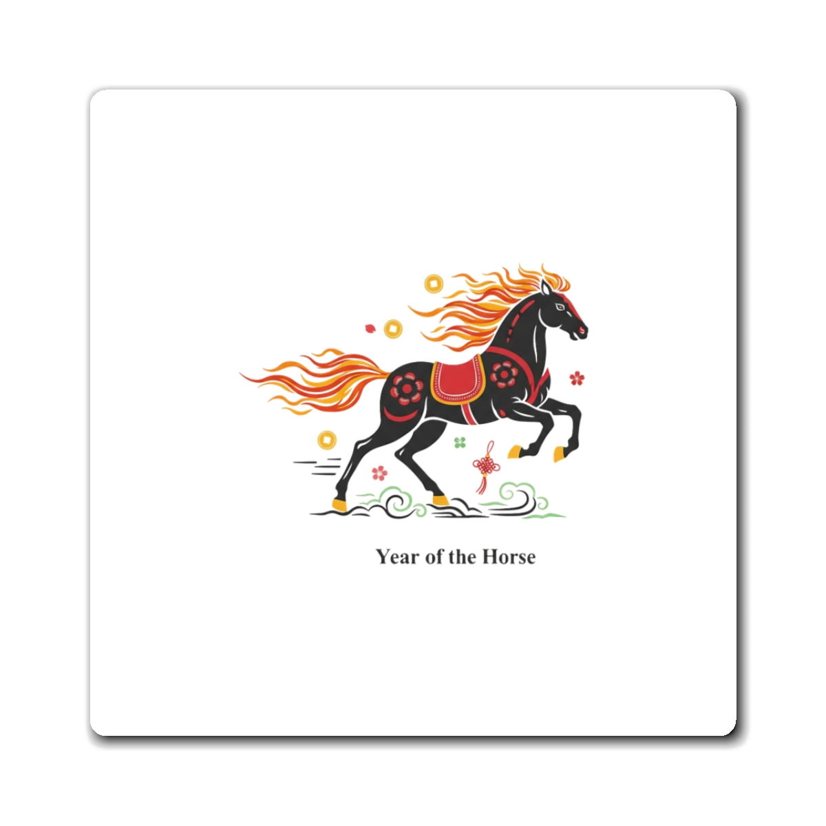 Fire Horse Gallop Magnet | Lunar New Year 2026 Fridge Decor | CNY Gift for Families & Teachers | Ink Brush Paper-Cut Style