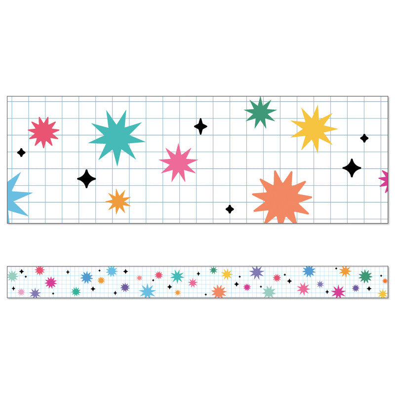Happily Ever Elementary Retro Remix Bursts & Twinkles Straight Bulletin Board Borders, 36 Feet