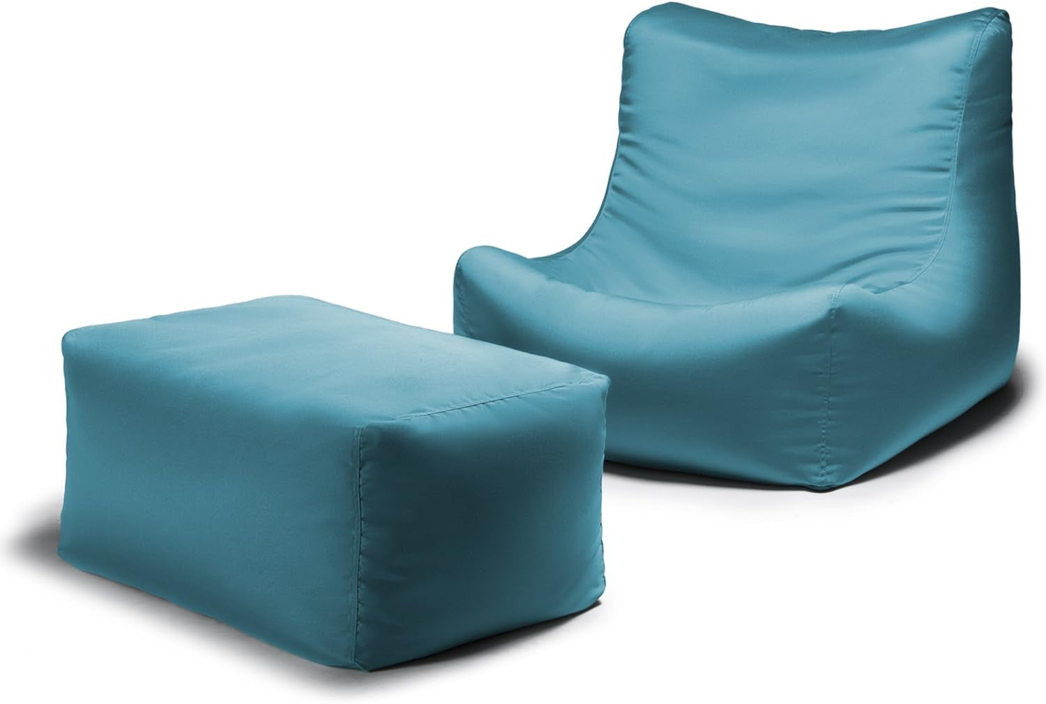 Ponce Outdoor Bean Bag Lounge Chair & Leon Ottoman, Pearl