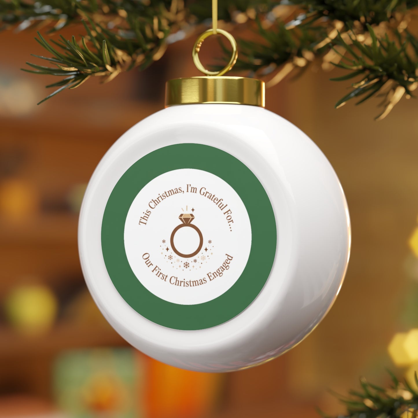Ceramic Christmas Ornament — Our First Christmas Engaged