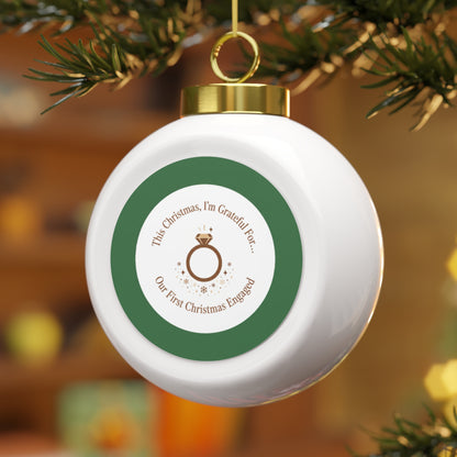 Ceramic Christmas Ornament — Our First Christmas Engaged
