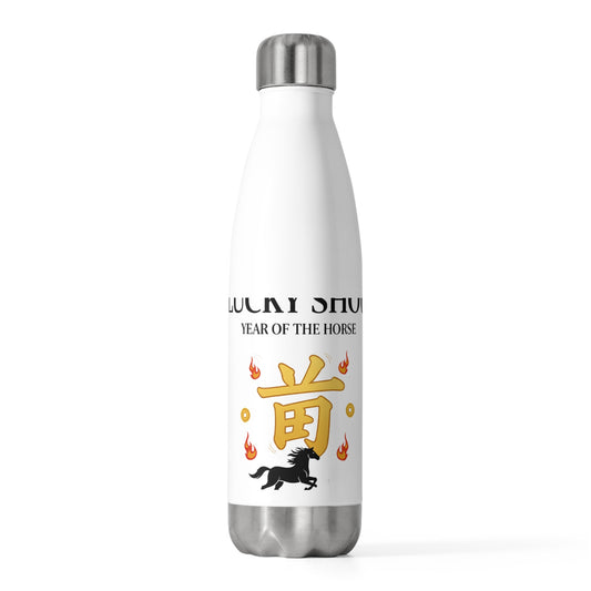 Lucky Shou Horse (Variation 4) | 20oz Insulated Stainless Steel Tumbler Bottle | Lunar New Year 2026 Family Gift | Red & Gold