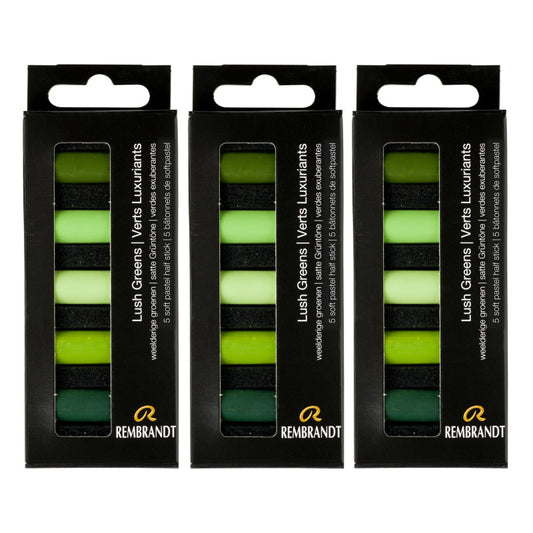 Soft Pastels Micro Sets, Lush Greens Per Set, 5 Half Sticks, 3 Sets