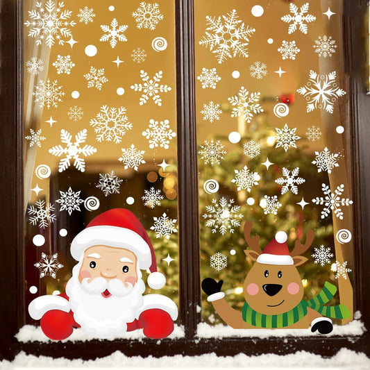 286 PCS Christmas Decorations Window Clings Snowflake Window Clings Stickers for Glass Xmas Window Decorations